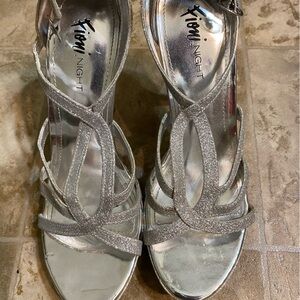 Silver high heels formal
